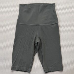 lululemon athletica khaki green Gray soft biker yoga high waisted Shorts as 4